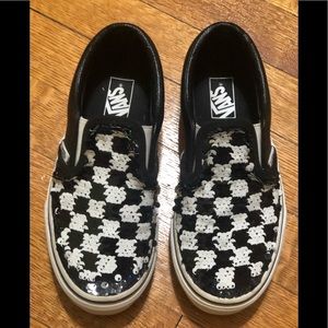 Sequin flip B&W checkerboard Van’s